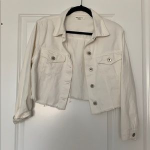 White cropped denim jacket